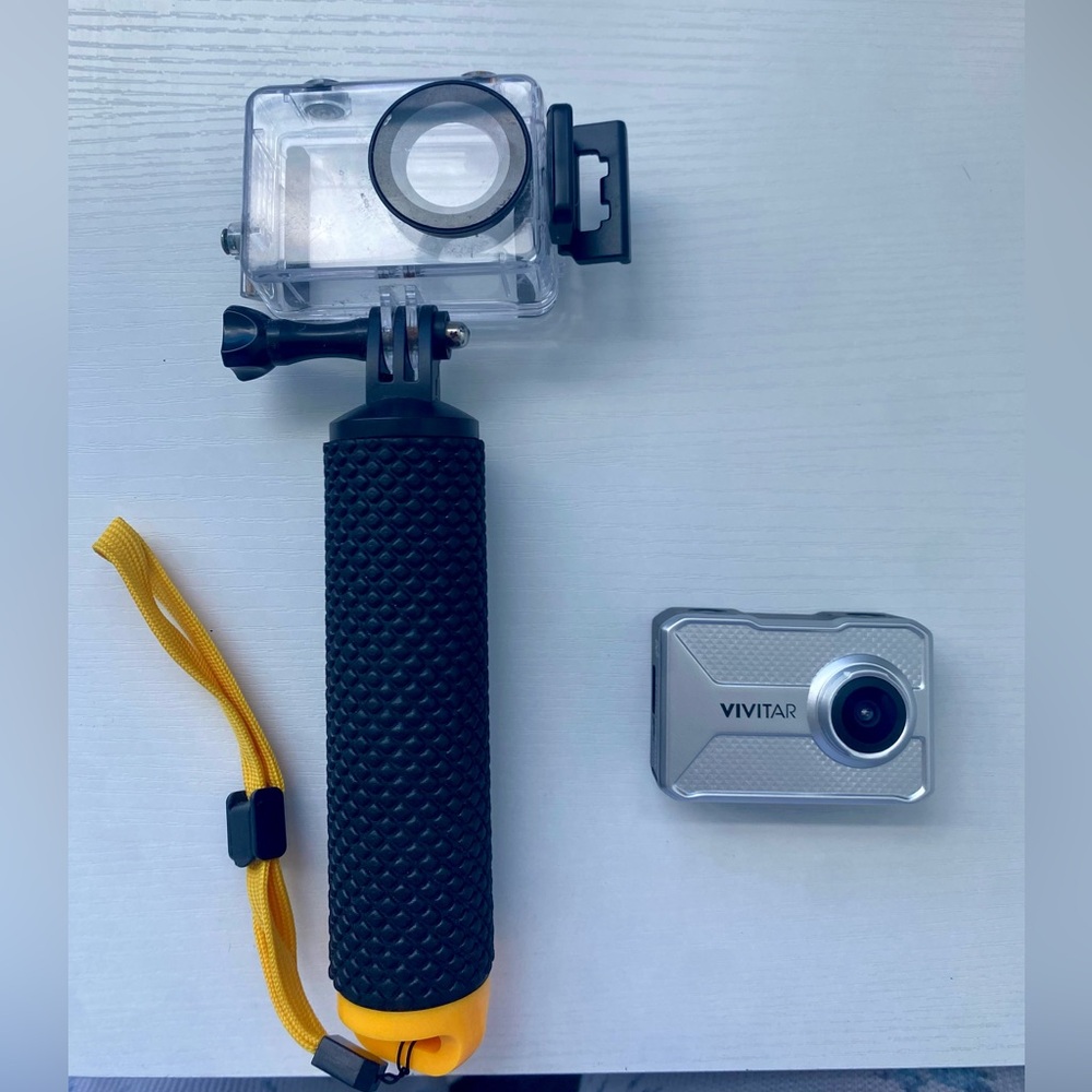 Vivitar HD Action Camera Bundle | Waterproof Case + Floating Grip | Silver